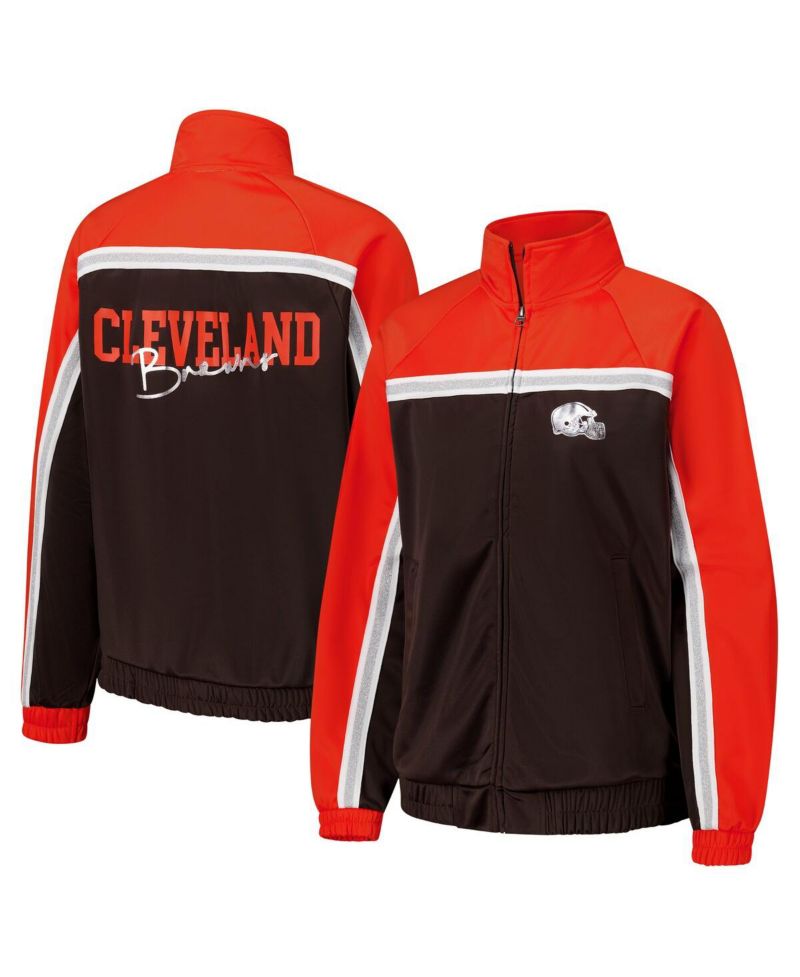 Women's Brown Cleveland Browns Post Game Full-Zip Track Jacket