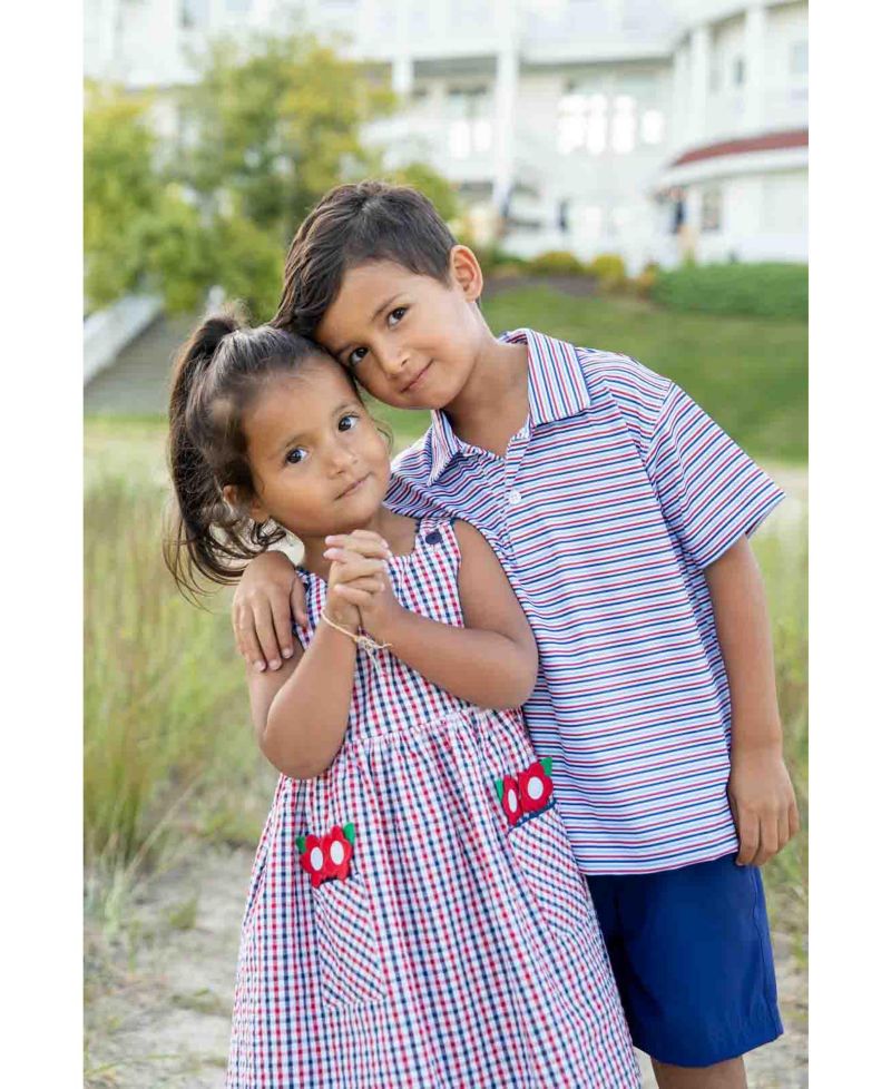Big Girls Plaid Seersucker Dress With Flowers