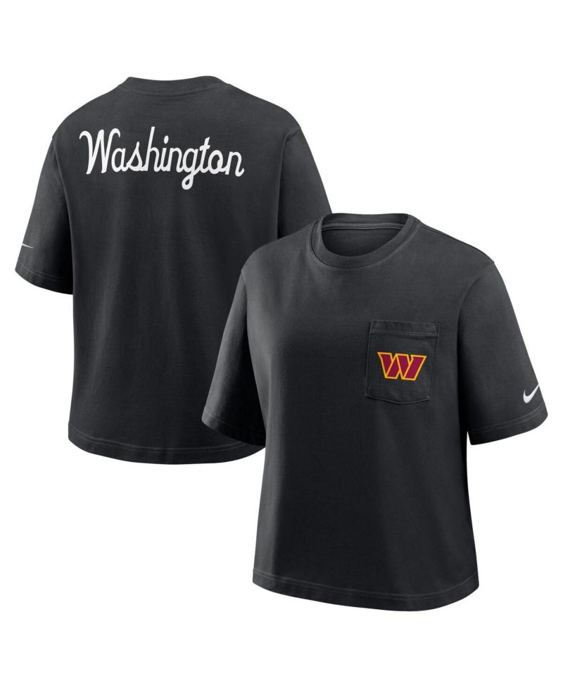 Women's Black Washington Commanders Rewind Pocket Boxy T-Shirt