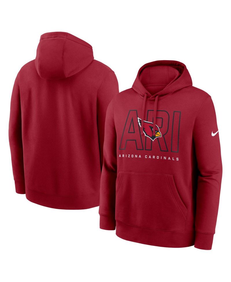 Men's Cardinal Arizona Cardinals Busted Play Club Fleece Pullover Hoodie
