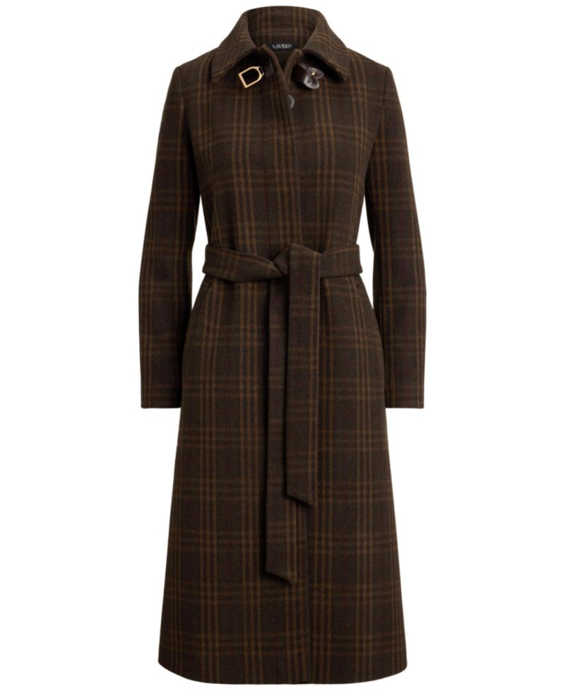 Women's Plaid Wool-Blend Belted Coat