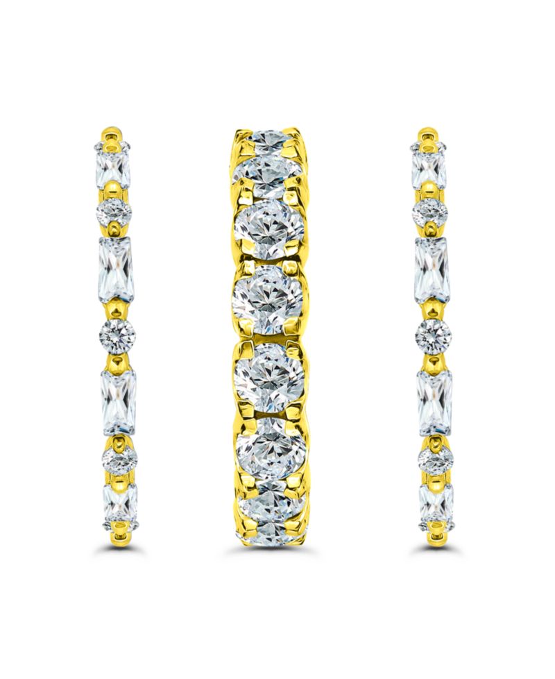 Macy's (8 1/20 ct.t.w) 3Pc. Set- 2- 4x2mm Baguette 2mm Round Cubic Zirconia Ring