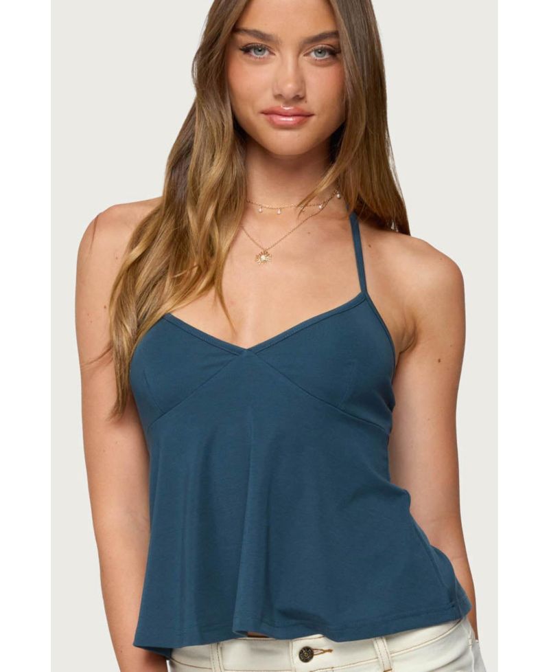 Womens Leonora Halter Babydoll Top