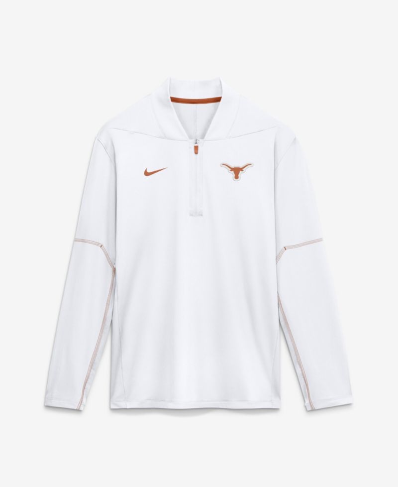 Men's White Texas Longhorns Sideline Dri-FIT Long Sleeve Half-Zip Pullover