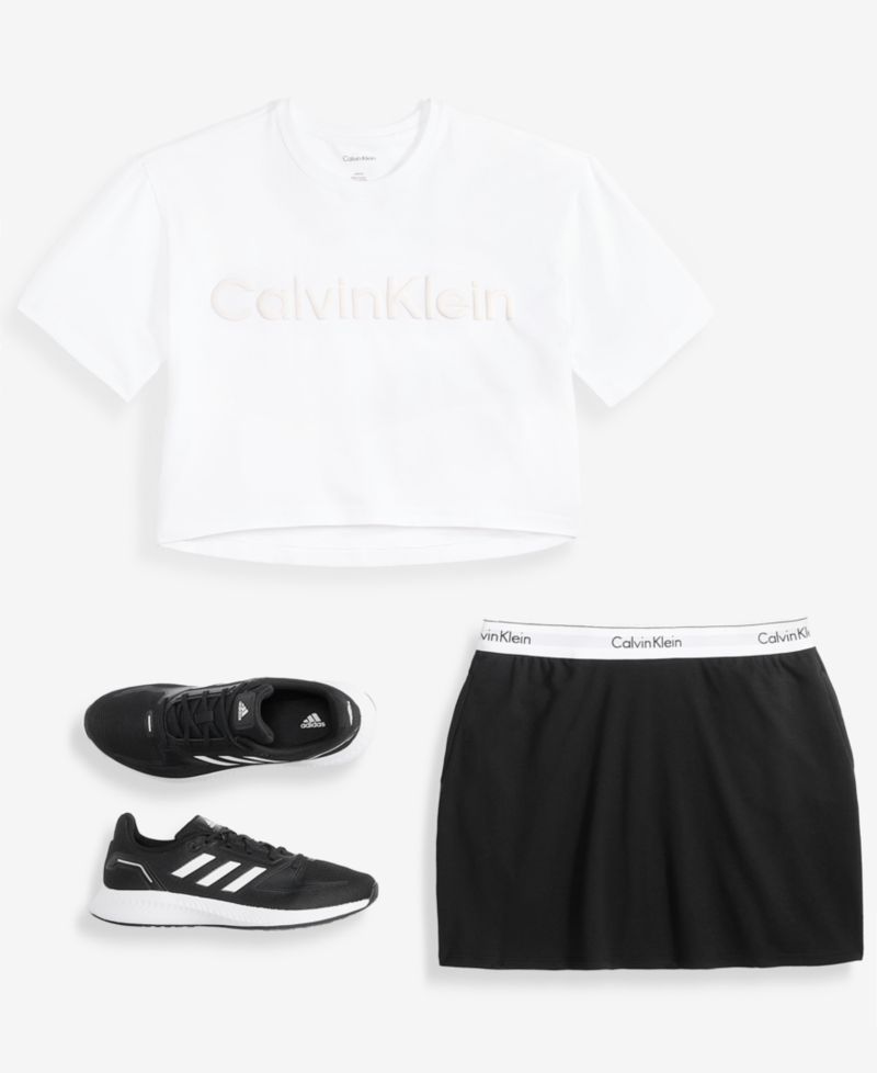 Women's Boxy Cropped Logo Tee & Pull-On Skort