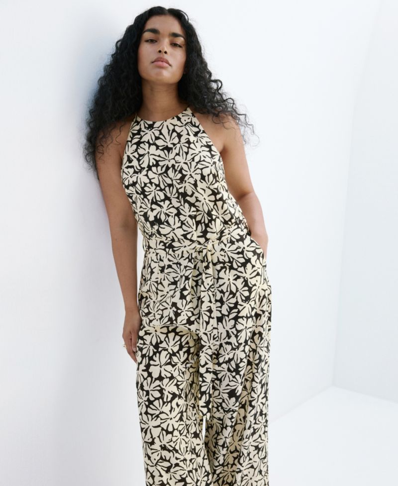 Women's Belted Floral-Printed Jumpsuit