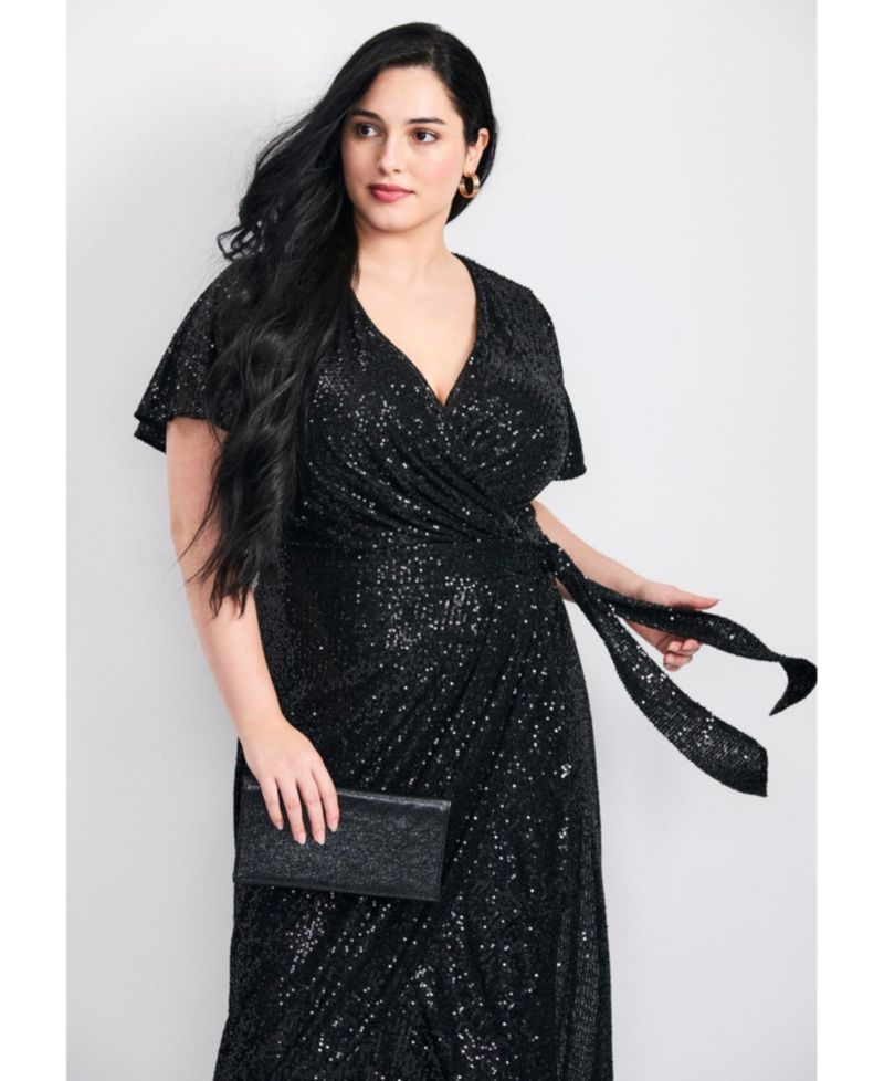 Women's Plus Size Nina Sequin Wrap Dress