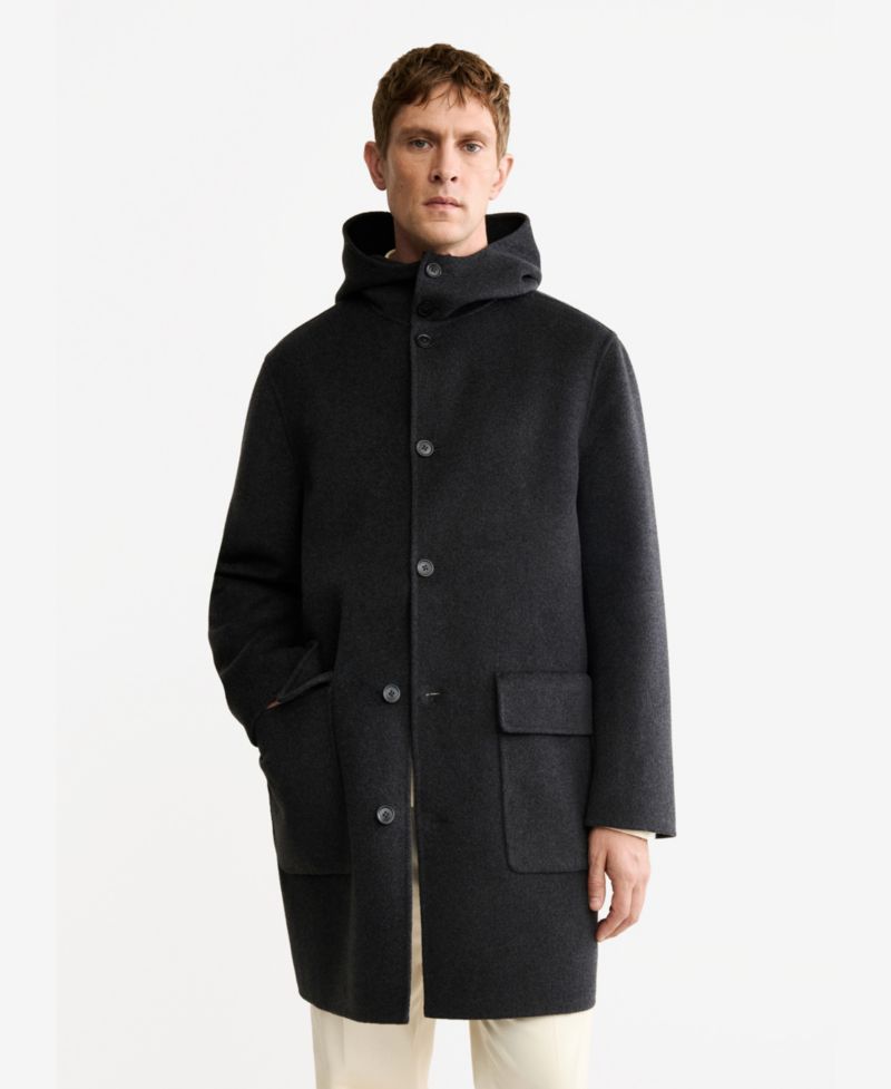 Men's Handmade Wool Hood Coat