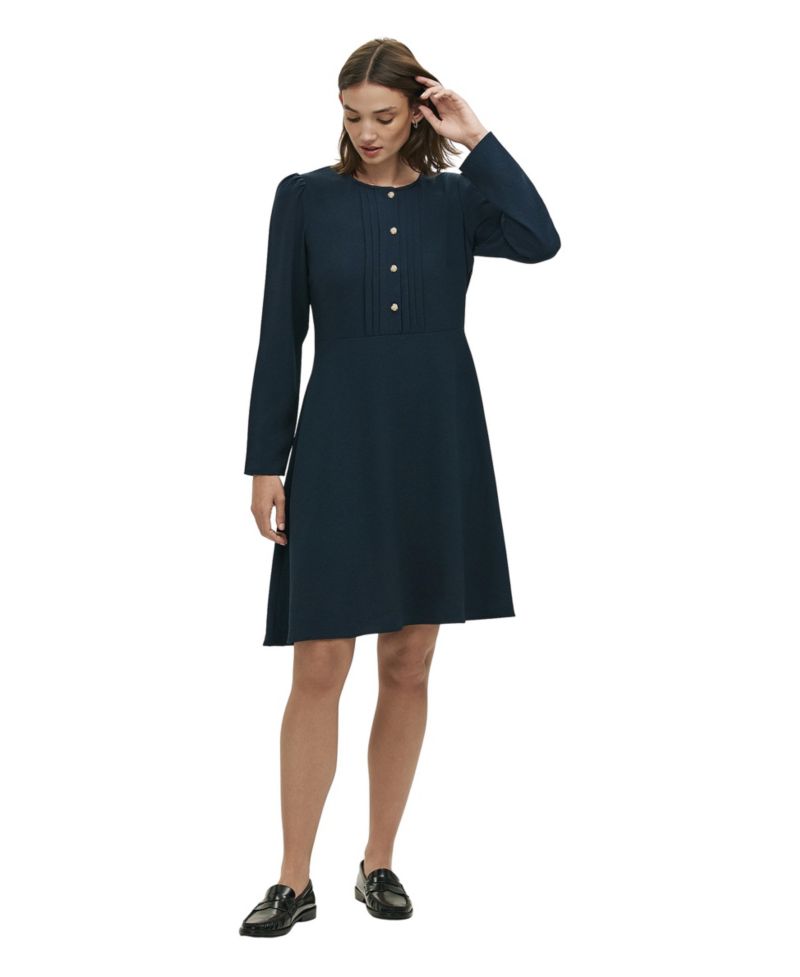 Women's Shauna Long-Sleeve A-Line Crepe Dress