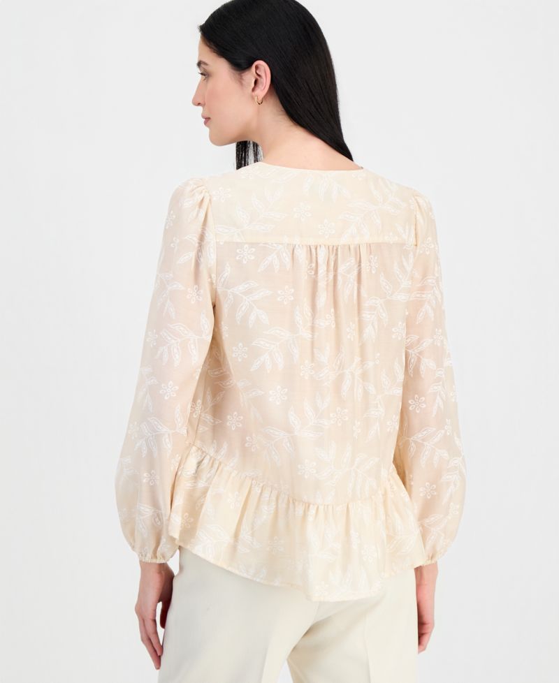 Women's Long-Sleeve Peplum Blouse