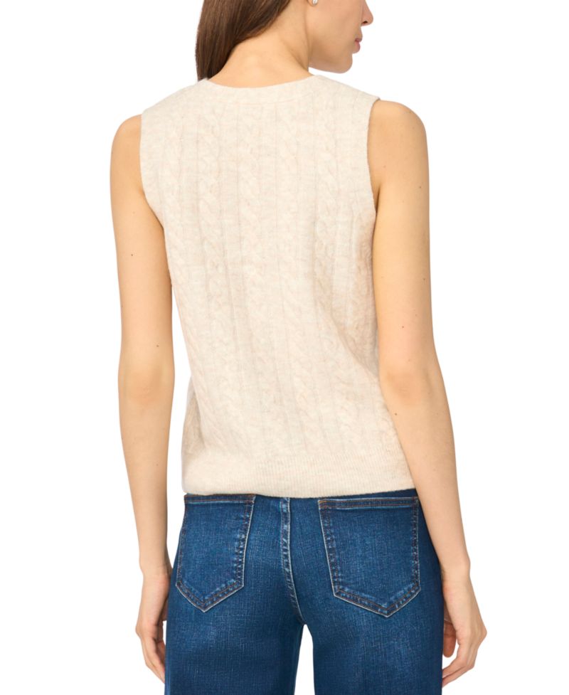 Women's Cable-Knit V-Neck Button-Up Sweater Vest
