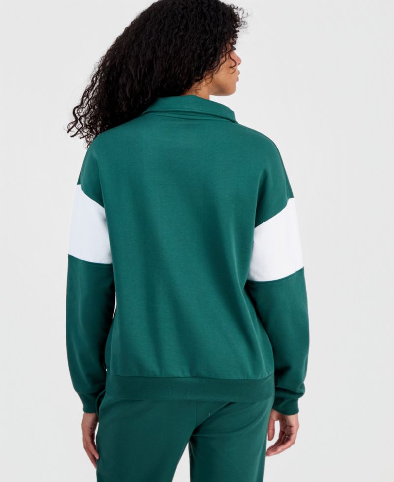 Juniors' Snoopy Varsity Quarter-Zip Fleece Pullover Sweatshirt