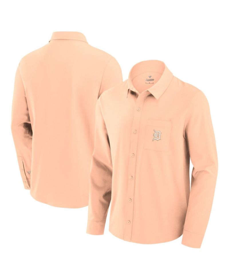 Men's Light Pink Detroit Tigers Front Office Long Sleeve Button-Up Shirt