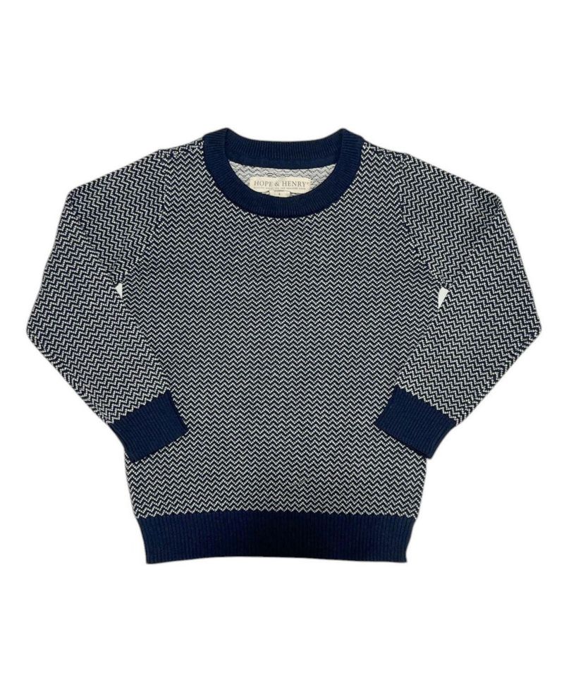 Hope and Henry Boy's Small to Xlarge Organic Fine Gauge Crew Neck Sweater