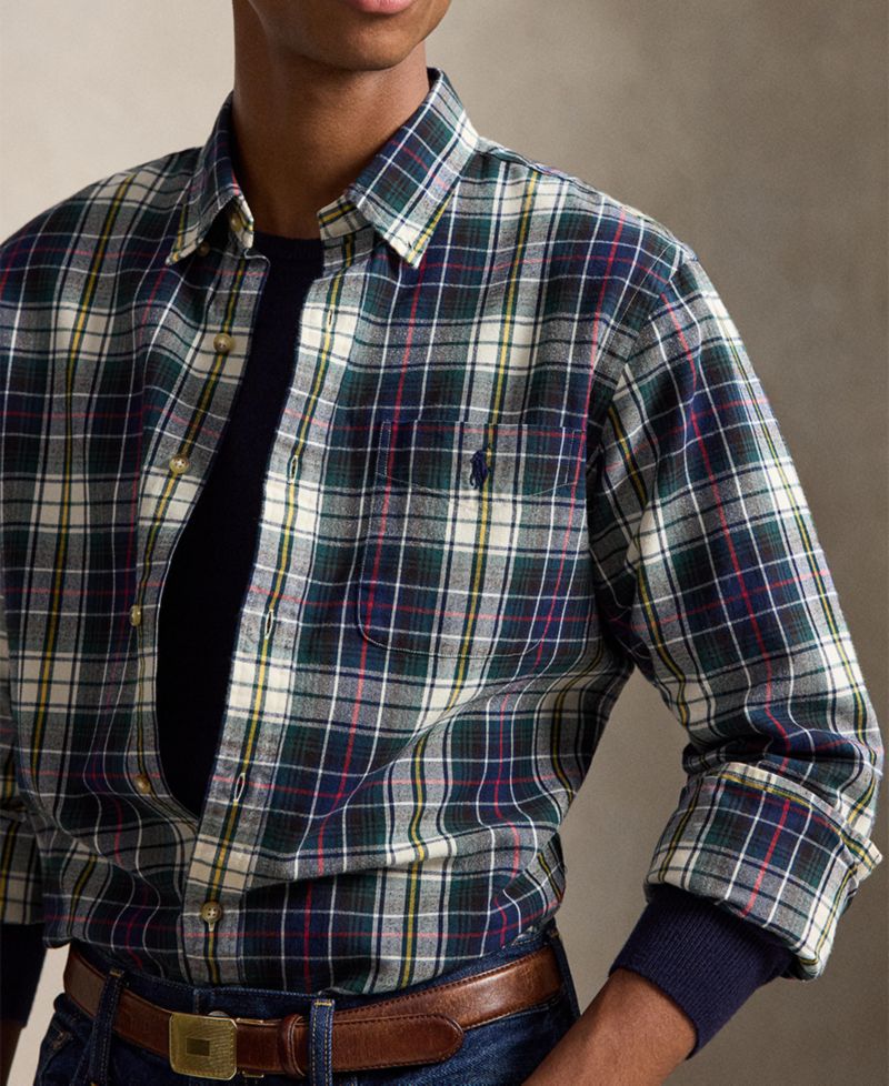 Men's Plaid Custom-Fit Brushed Oxford Shirt