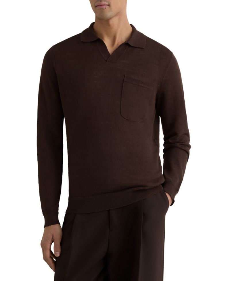 Men's Oaklands Open Collar Linen Polo Shirt