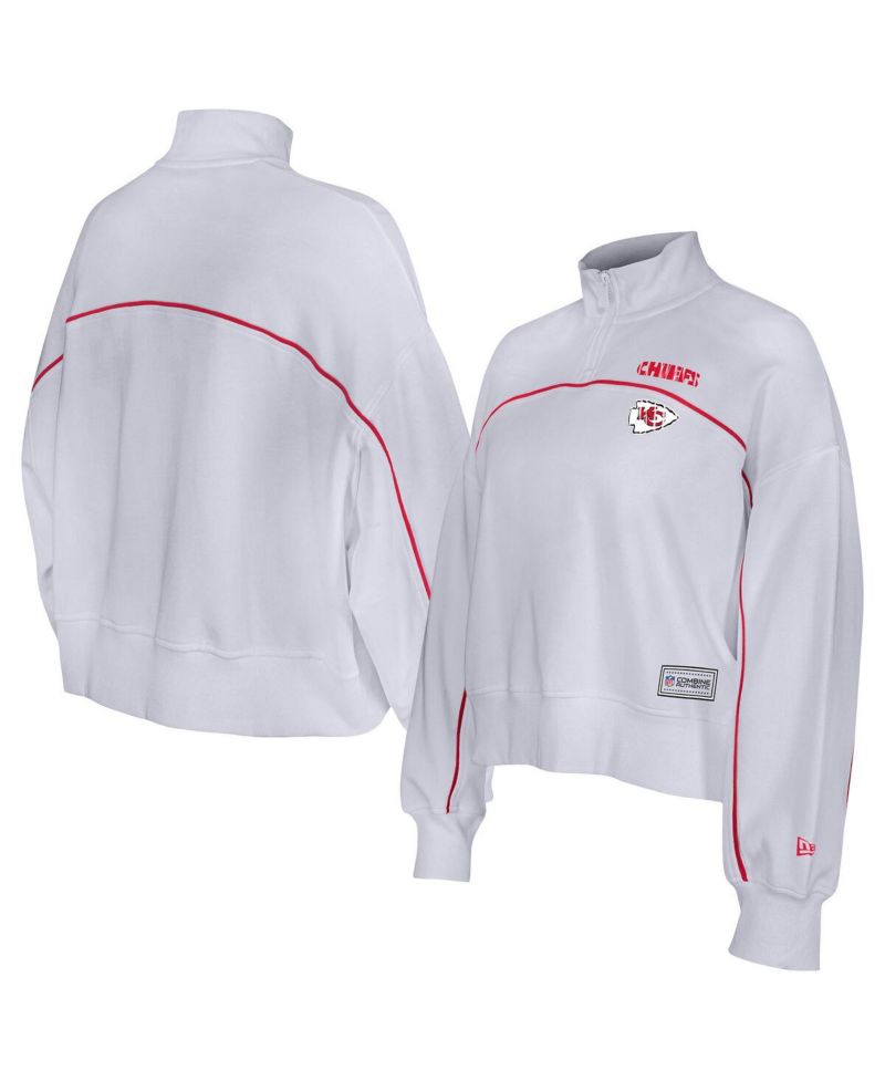 Women's White Kansas City Chiefs Functional Fandom Quarter-Zip Sweatshirt