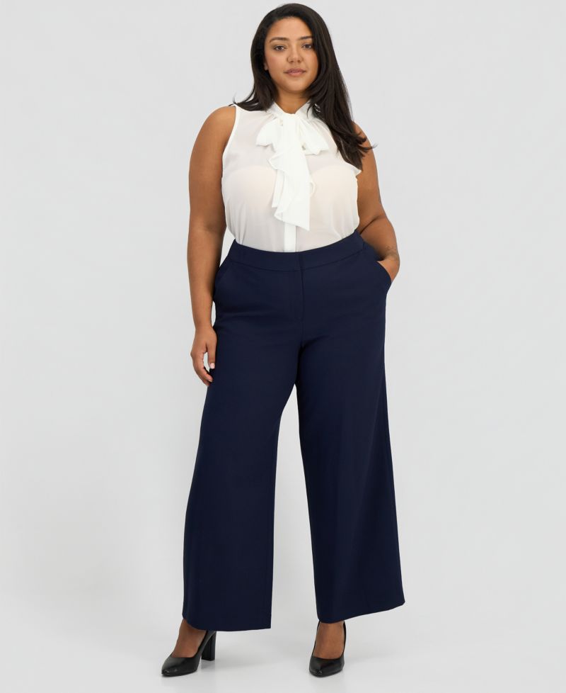 ASL Plus Size Mid Rise Wide-Leg Pants