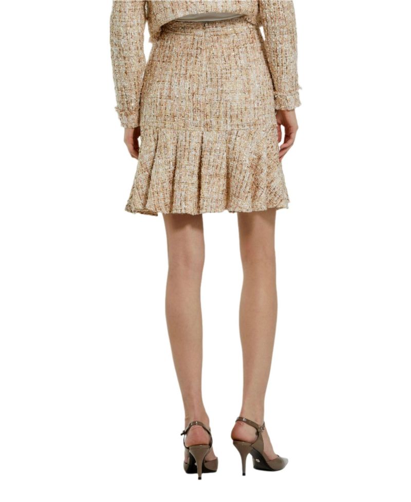 Women's High Waist Pleated Boucle Mini Skirt