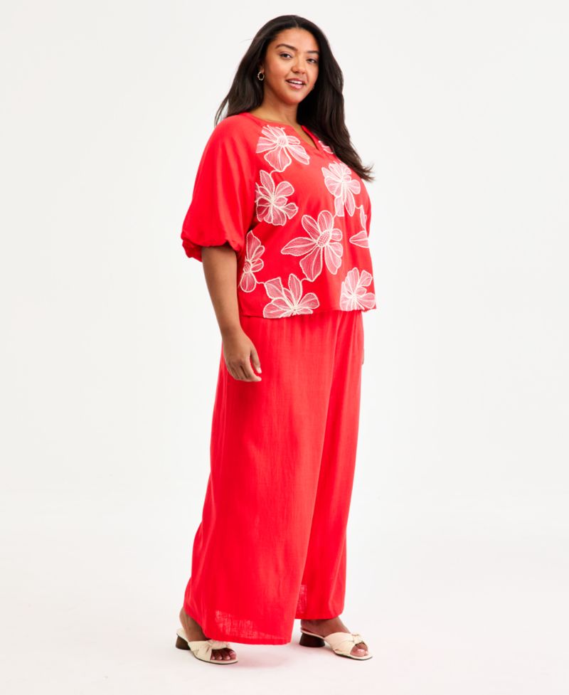 Plus Size Cropped Wide-Leg Pants