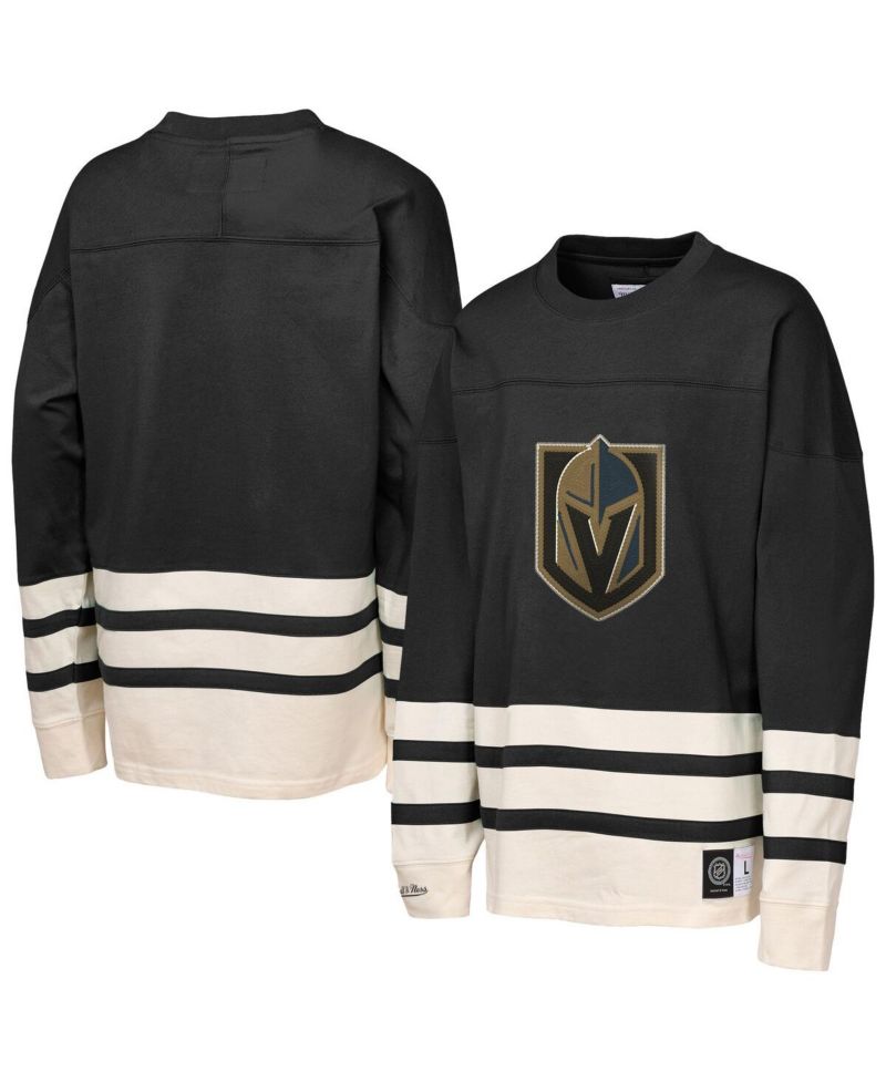 Girls Black Vegas Golden Knights Chainstitch Heavyweight Long Sleeve Top