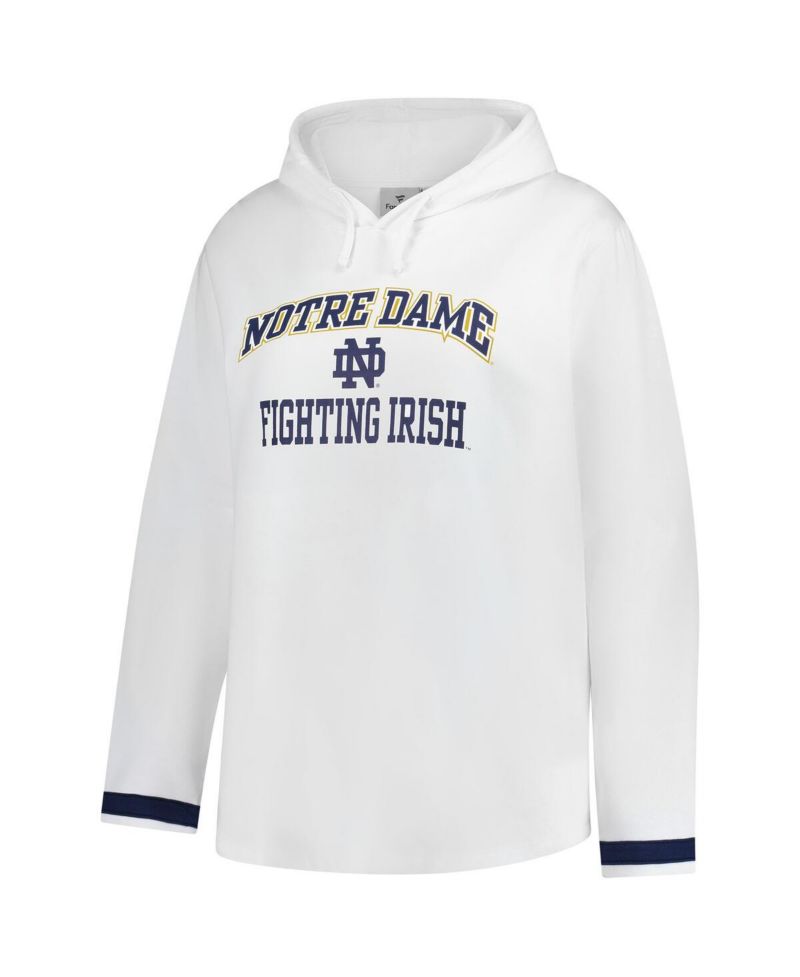 Women's White Notre Dame Fighting Irish Plus Size Pullover Hoodie