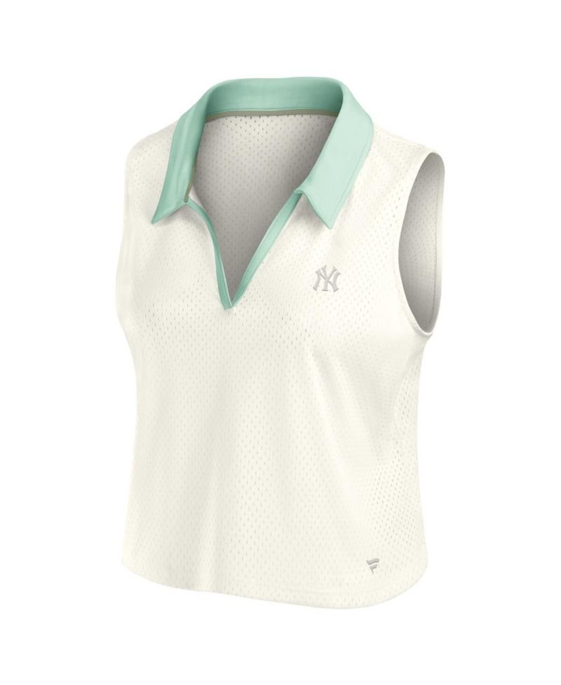 Women's Cream New York Yankees Studio Wellness V-Neck Tank Top