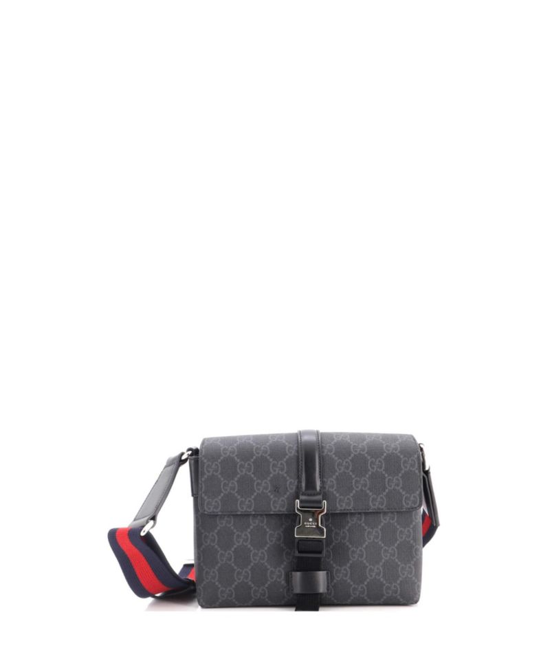 Mini Front Buckle Web Messenger Bag GG Coated Canvas