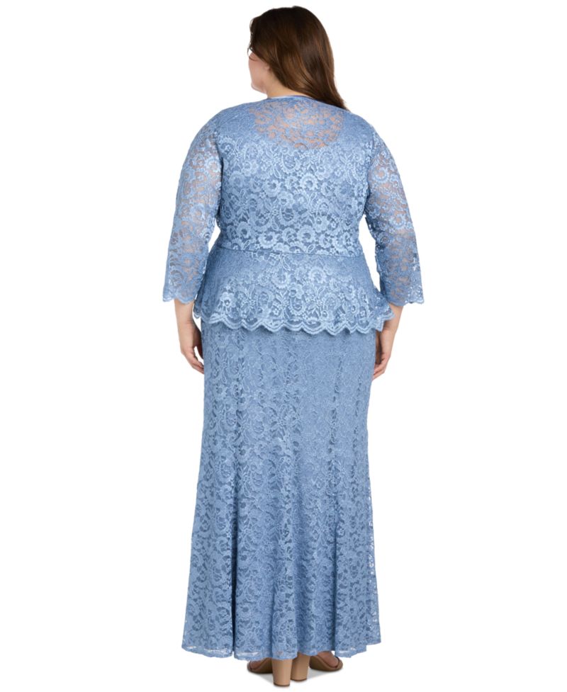 Petite 2-Piece Metallic-Lace Gown & Jacket Set