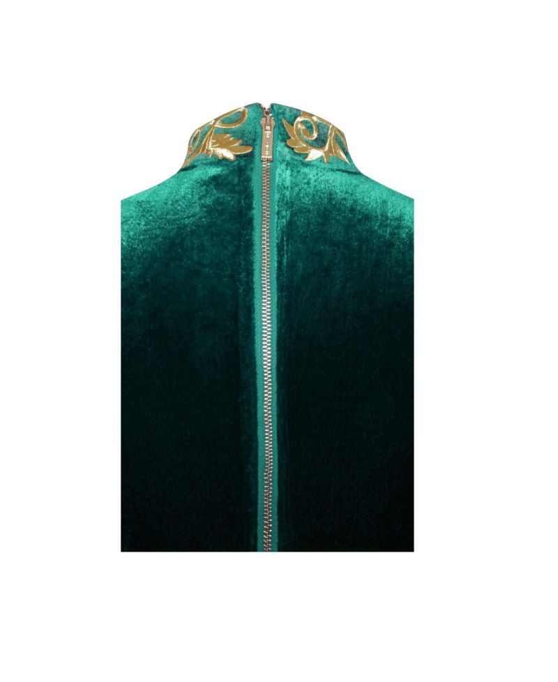 Women Zenaida Emerald Green Cutout High Slit Velvet Gown