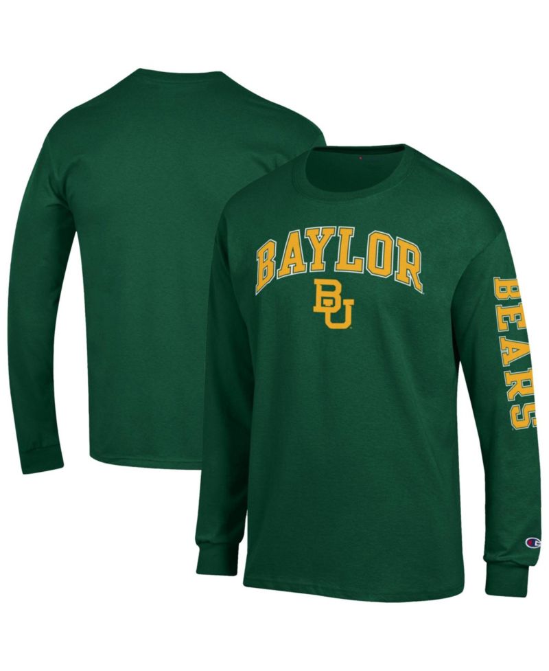 Men's Green Baylor Bears Arch Over Logo 2-Hit Long Sleeve T-Shirt