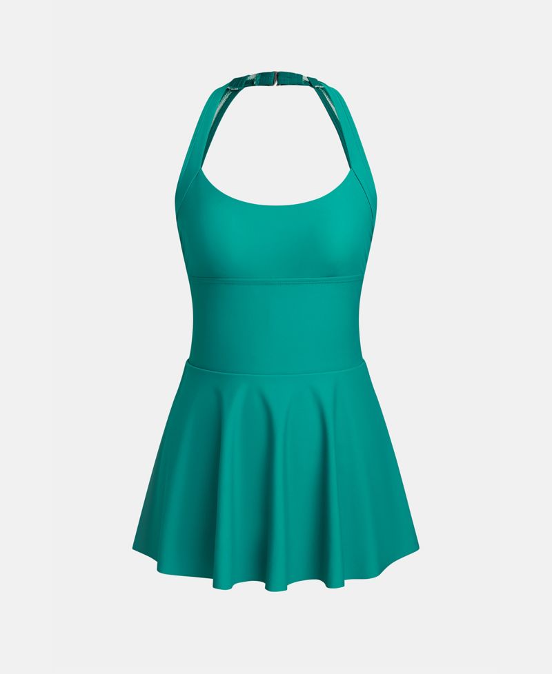 Women's Scoop Neck Open Back One Piece Swimdress