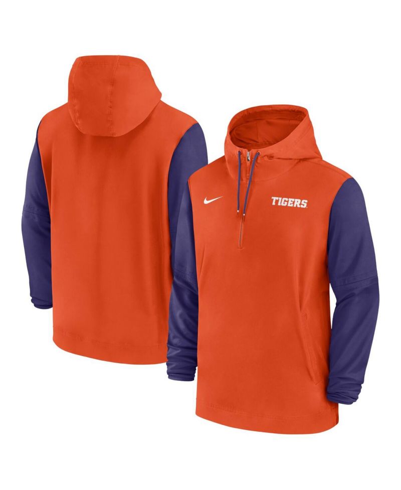 Men's Orange Clemson Tigers 2024 Sideline Pregame Player Half-Zip Hoodie