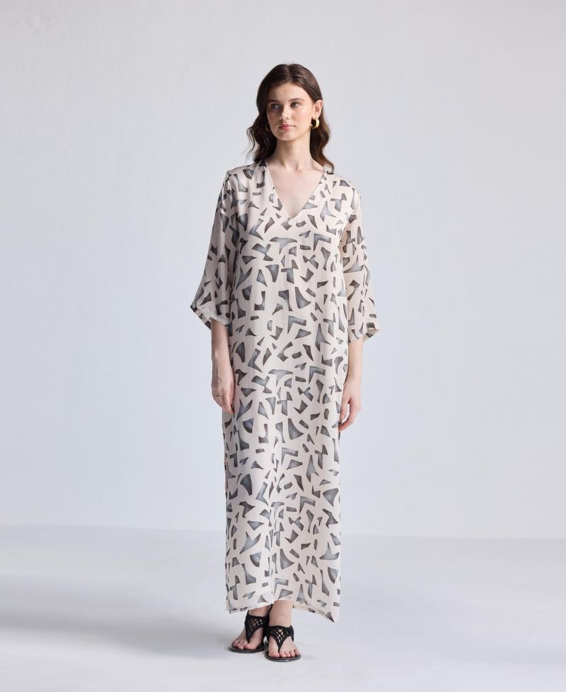 Women's Maxi Dress with Side Slits in Mosaic
