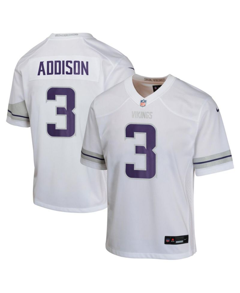 Big Boys and Girls Jordan Addison White Minnesota Vikings Alternate Game Jersey