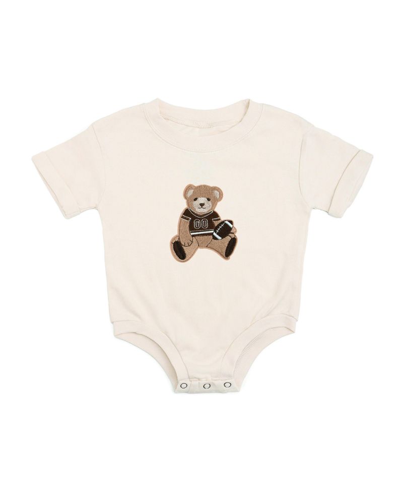 Baby Boys Teddy Bear Patch Short Sleeve Romper