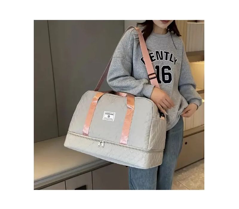 Three-dimensional Diamond Patterned Small Square Tote, Crossbody bag with Dry Wet Separation & Double-sided Pockets