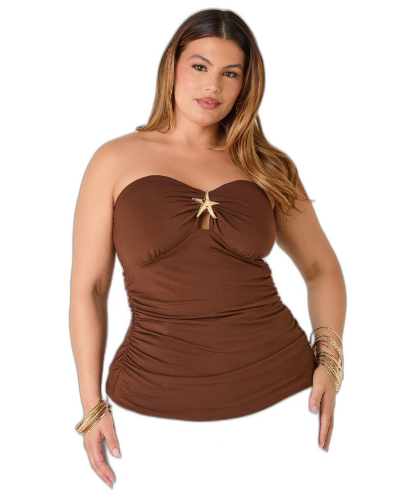 Plus Size Starfish Cutout Tube Top Potting Soil