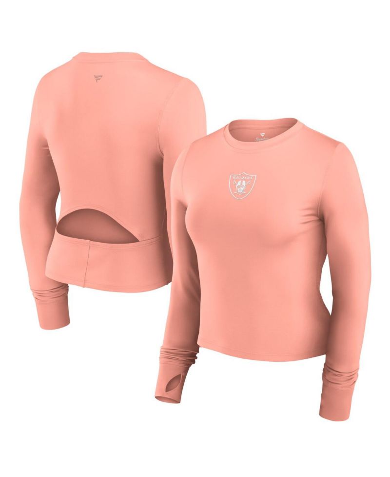 Women's Coral Las Vegas Raiders Studio Fitted Long Sleeve Gym Top