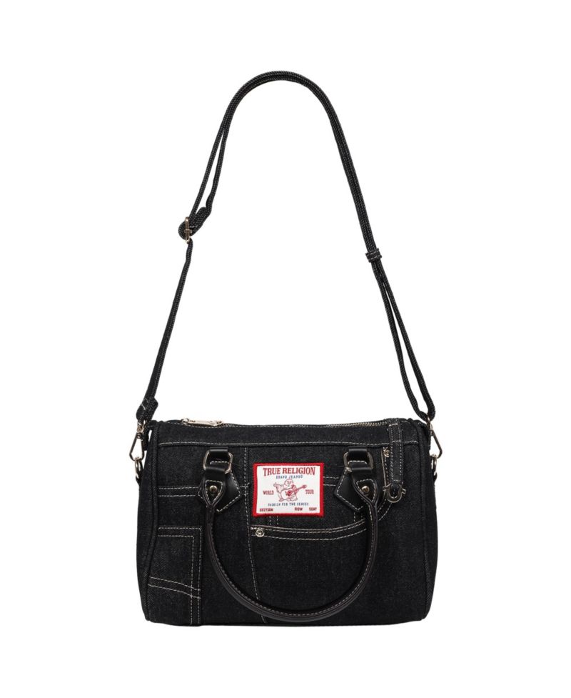 Denim Heritage Satchel with Top Handles & Crossbody Strap
