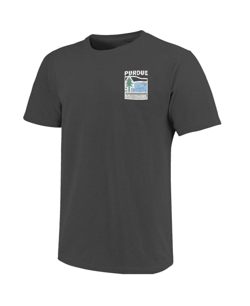 Men's Graphite Purdue Boilermakers Comfort Colors Minimal Vista Distressed Graphics T-Shirt