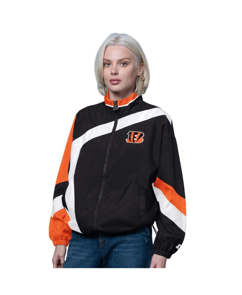 Women's Black/Orange Cincinnati Bengals 1st Quarter Full-Zip Windbreaker Jacket