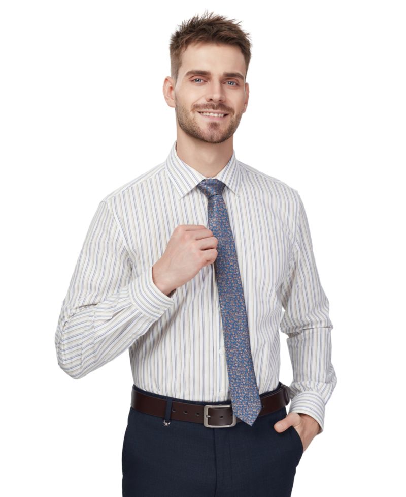 Men's Harvest Stripe Slim-Fit Stretch Spread Collar Dress Shirt