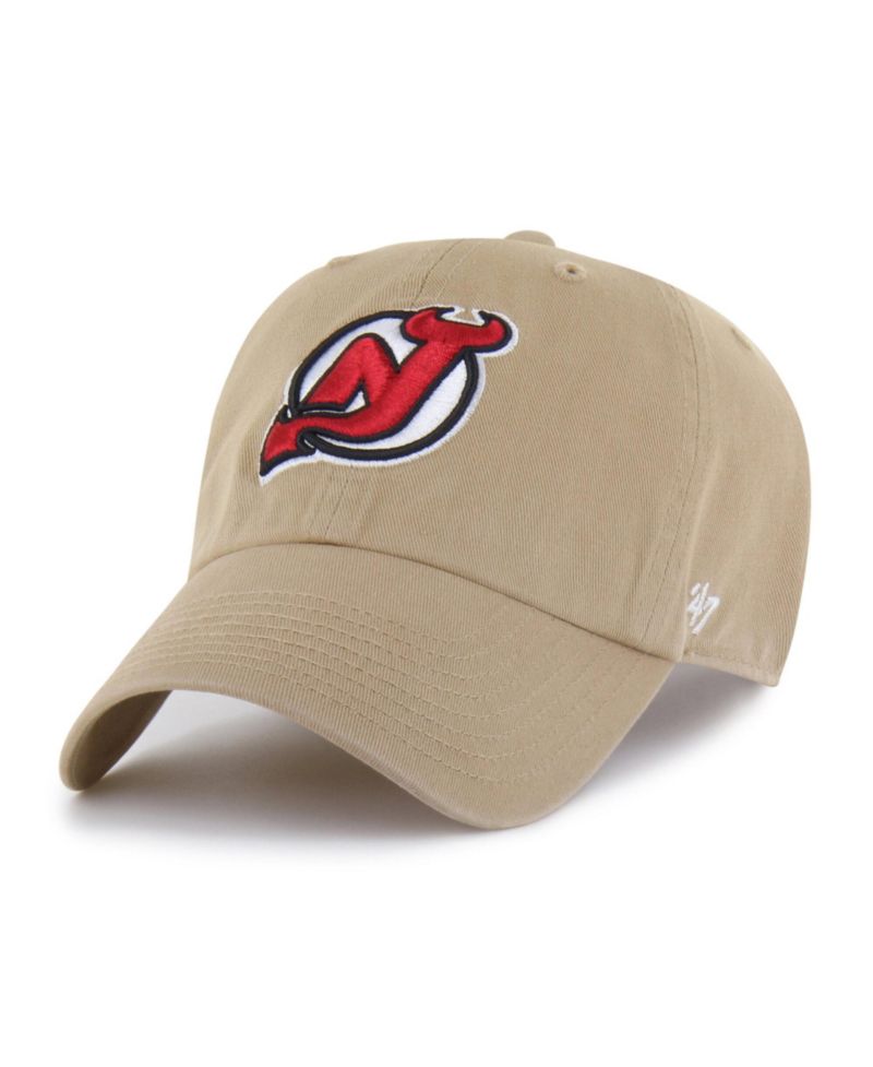 Men's '47 Khaki New Jersey Devils Logo Clean Up Adjustable Hat
