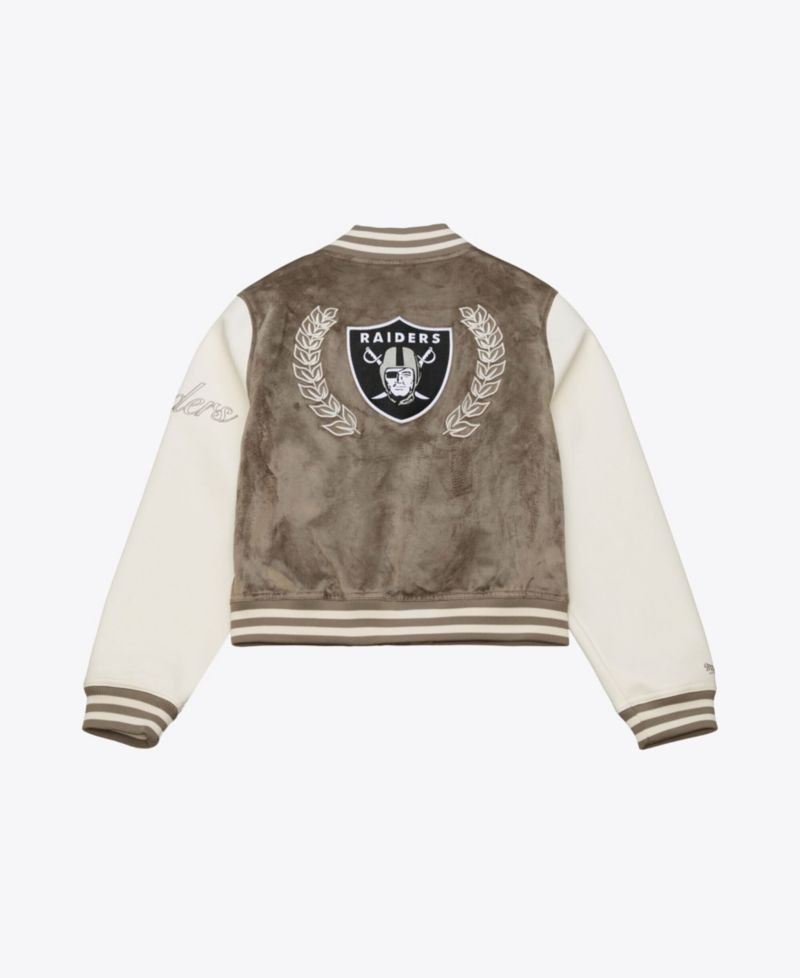 Women's Mitchell Ness Tan Oakland Raiders Full-snap Varsity Jacket