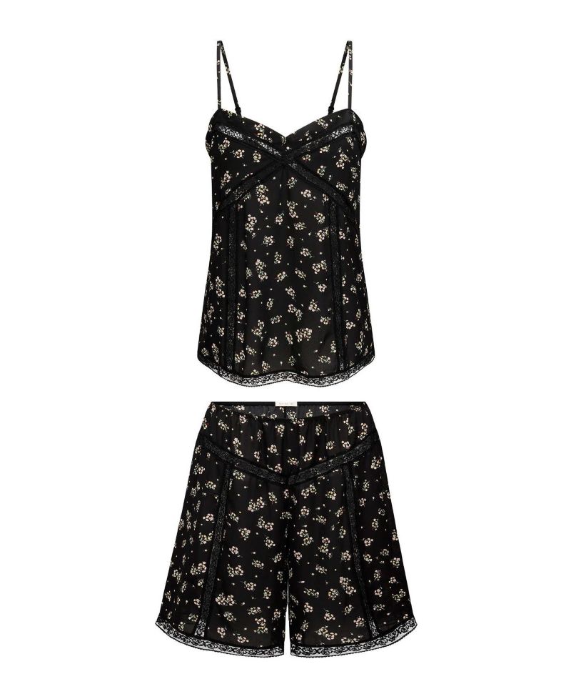 Women's Aniella Floral Lace-Trim Cami and Bermuda Shorts Set