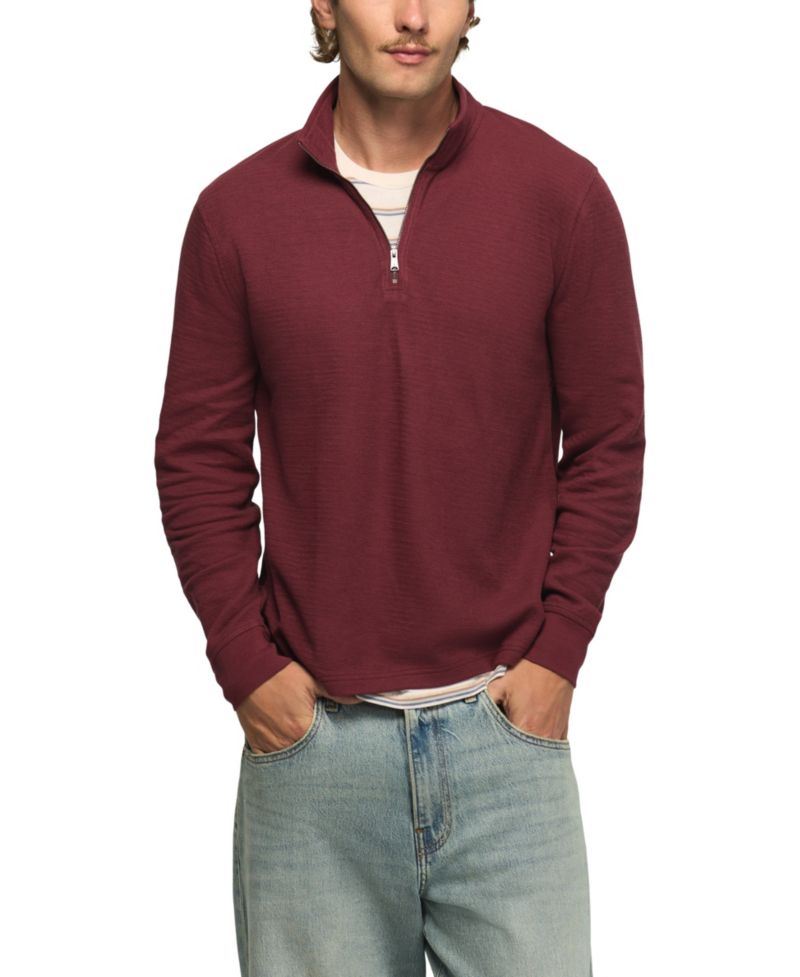Men's Mockneck Quarter-Zip Textured Sweater