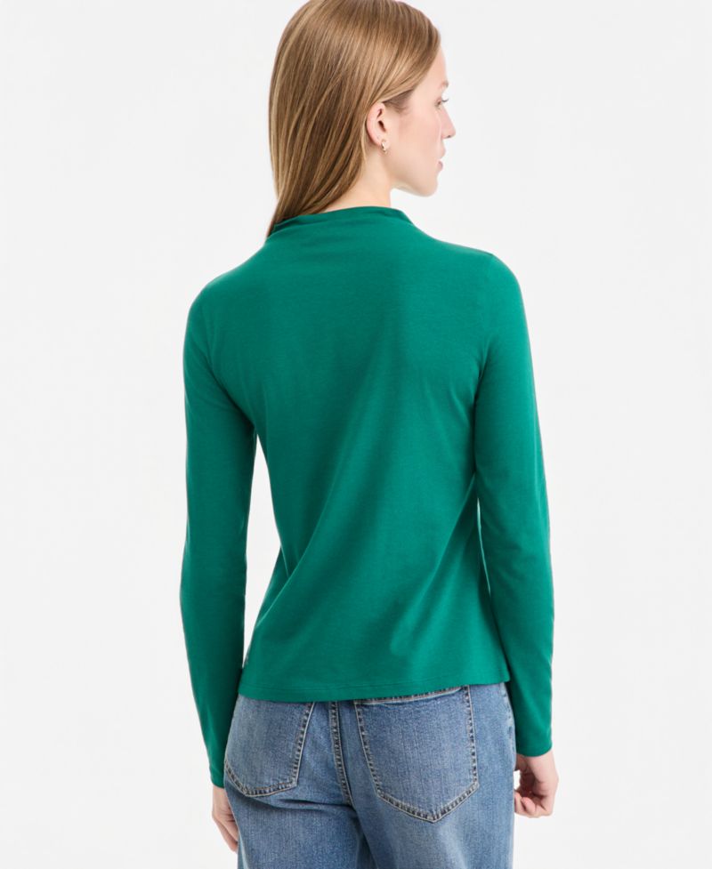 Women's Long-Sleeve Funnel-Neck Jersey Top