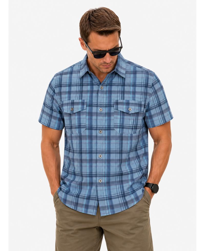 Men's Seaside Plaid Short-Sleeve Regular-Fit Shirt