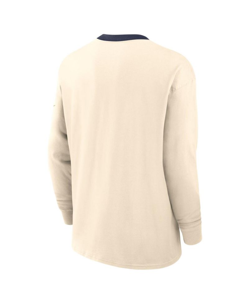 Men's Natural West Virginia Mountaineers Athletic Prep Max90 Pocket Logo Long Sleeve T-Shirt